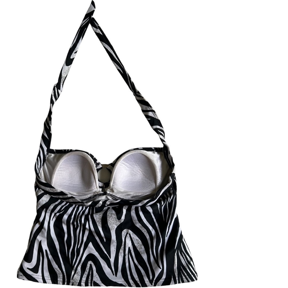 Isaac Mizrahi Black & White Zebra Print Bikini/Swimwear Top - Size S - Picture 2 of 3